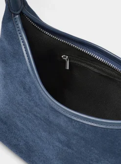 Velvety minimalist shoulder bag