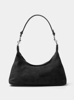 Velvety minimalist shoulder bag
