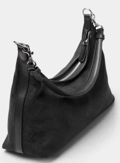 Velvety minimalist shoulder bag