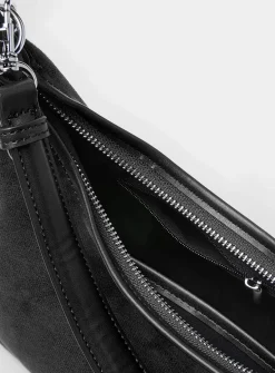 Velvety minimalist shoulder bag