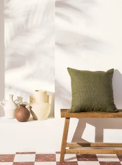 Velvety pinstripes khaki outdoor cushion