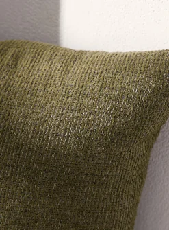 Velvety pinstripes khaki outdoor cushion