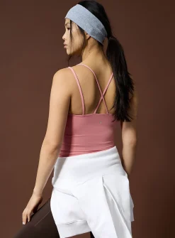 Velvety thin crossed-strap support tank
