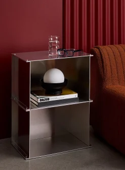 Venn raw aluminum side table