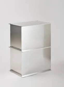 Venn raw aluminum side table