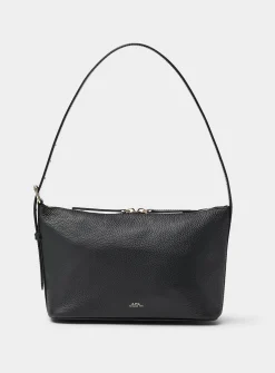 Vera black grained leather shoulder bag
