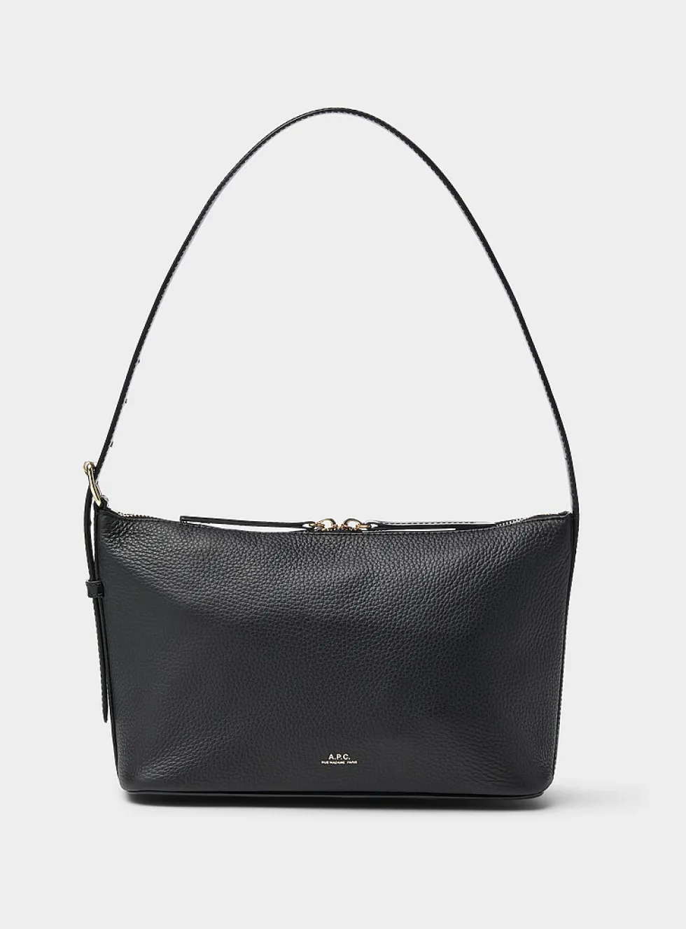 Vera black grained leather shoulder bag