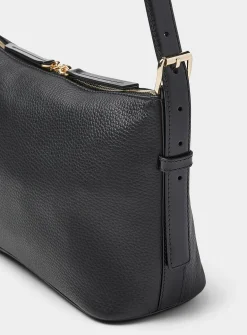 Vera black grained leather shoulder bag