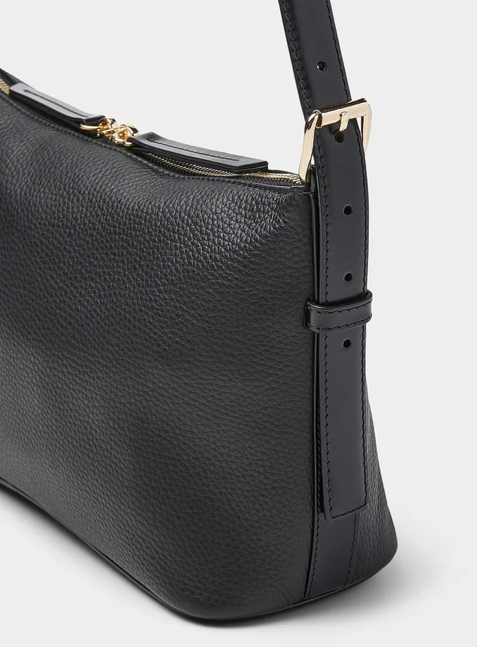 Vera black grained leather shoulder bag