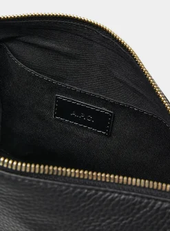 Vera black grained leather shoulder bag