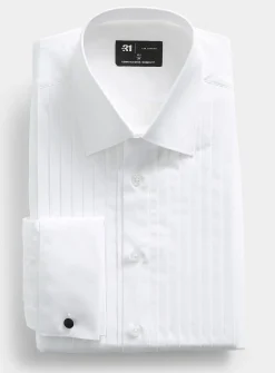 Vertical pleat tuxedo shirt