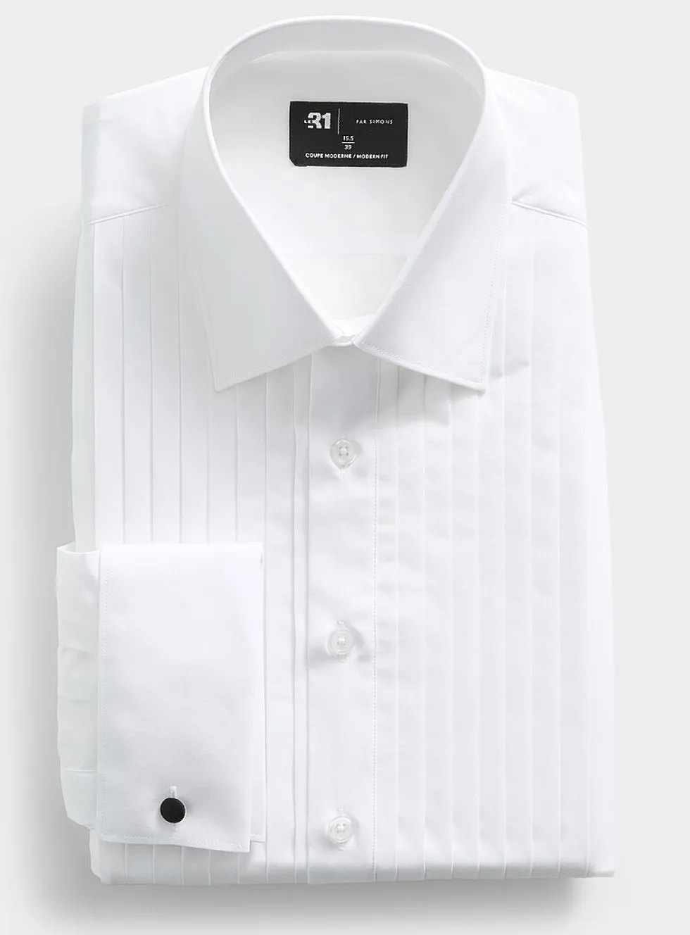 Vertical pleat tuxedo shirt