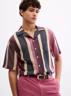 Vertical stripe cabana shirt