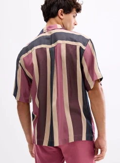 Vertical stripe cabana shirt