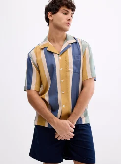 Vertical stripe cabana shirt