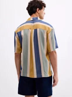 Vertical stripe cabana shirt