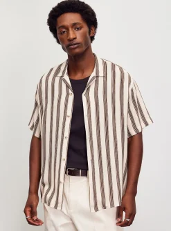 Vertical stripe cabana shirt