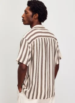 Vertical stripe cabana shirt