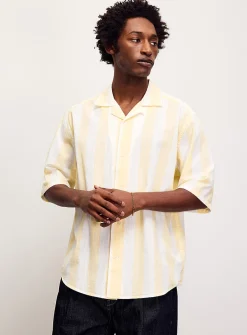 Vertical stripe camp shirt