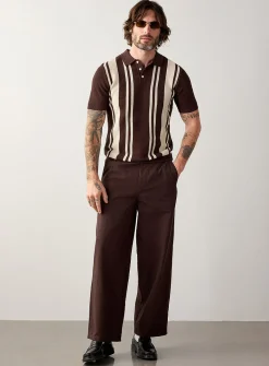 Vertical stripe knit polo