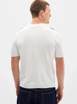 Vertical stripe knit polo