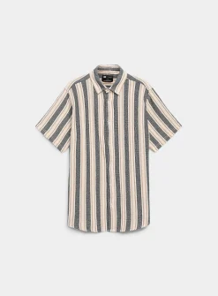 Vertical stripe knit shirt
