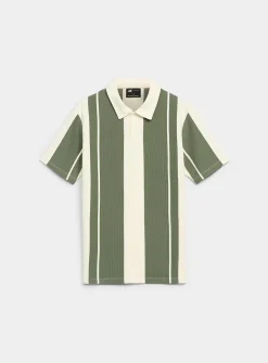 Vertical stripe ribbed polo