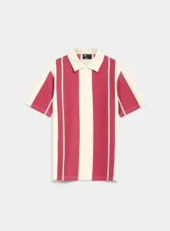 Vertical stripe ribbed polo