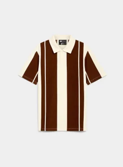 Vertical stripe ribbed polo