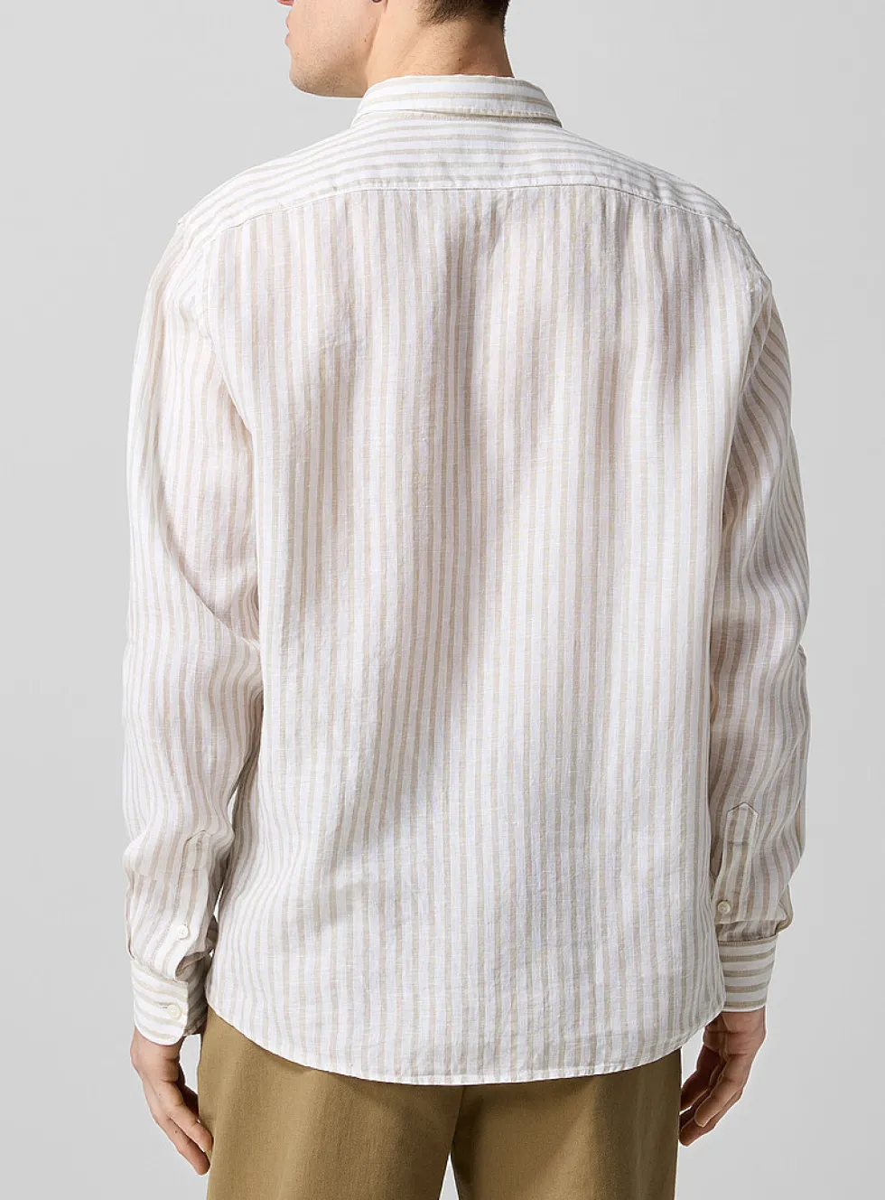 Vertical stripes pure linen shirt