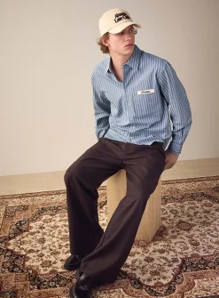 Vertical-stripe boxy shirt
