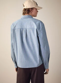 Vertical-stripe boxy shirt