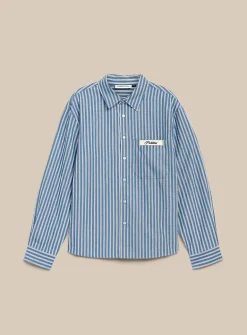 Vertical-stripe boxy shirt