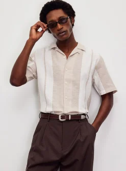Vertical-stripe lightweight shirt