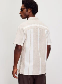 Vertical-stripe lightweight shirt