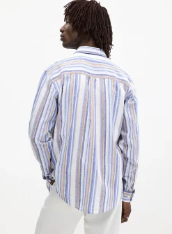 Vertical-stripe linen shirt