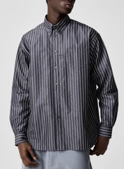 Veterano oversized striped poplin shirt