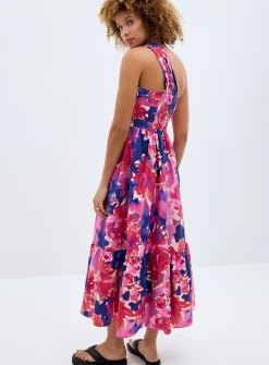 Vibrant floral one-shoulder dress