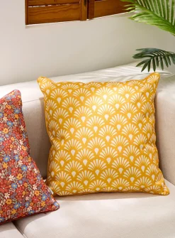 Vibrant yellow removable-cover outdoor cushion