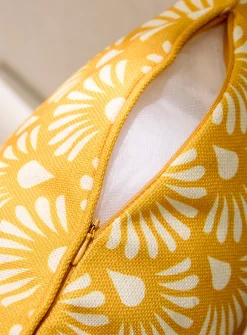 Vibrant yellow removable-cover outdoor cushion