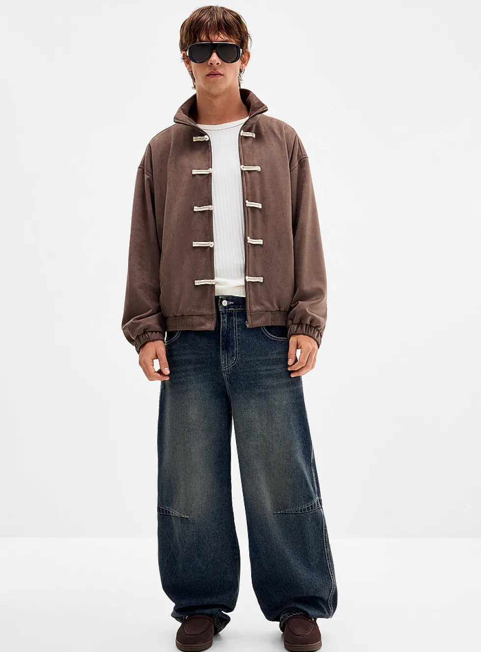 Vintage blue darted-knee baggy jean