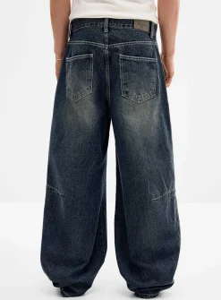 Vintage blue darted-knee baggy jean