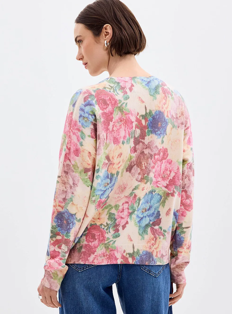 Vintage flowers plush sweater