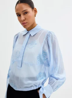 Vira embroidered sky blouse