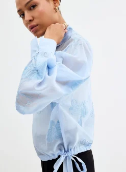 Vira embroidered sky blouse