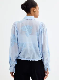 Vira embroidered sky blouse