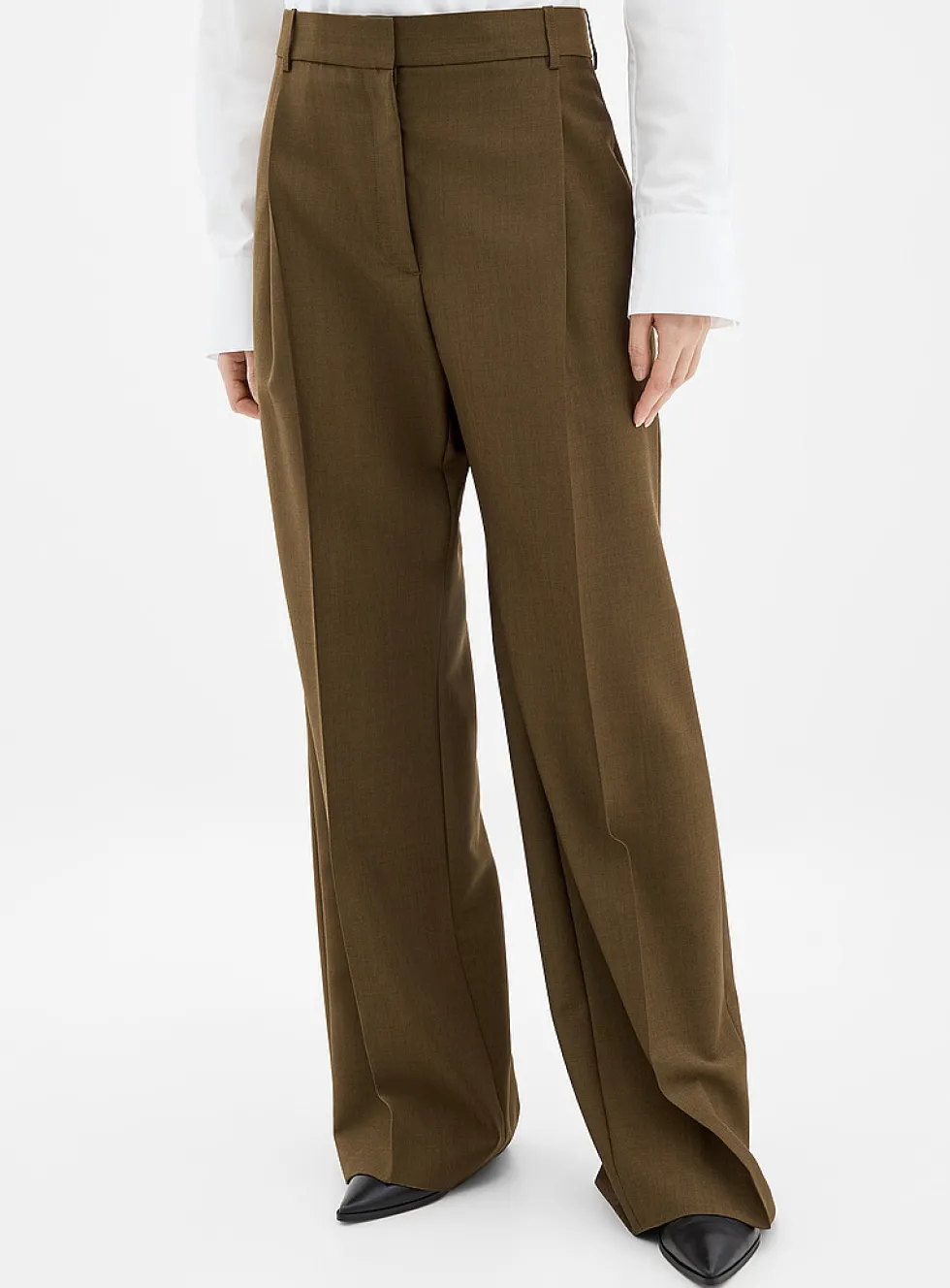 Virgin wool and mohair wide-leg pant