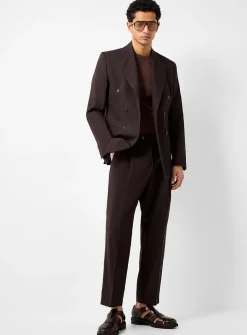 Virgin wool blend pleated pant