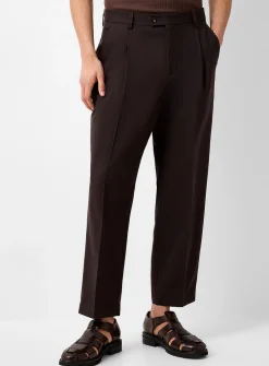 Virgin wool blend pleated pant