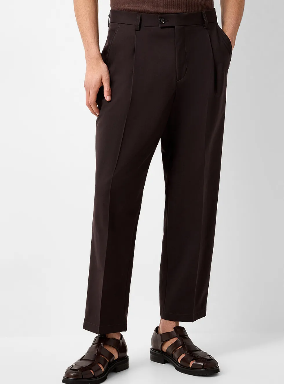 Virgin wool blend pleated pant